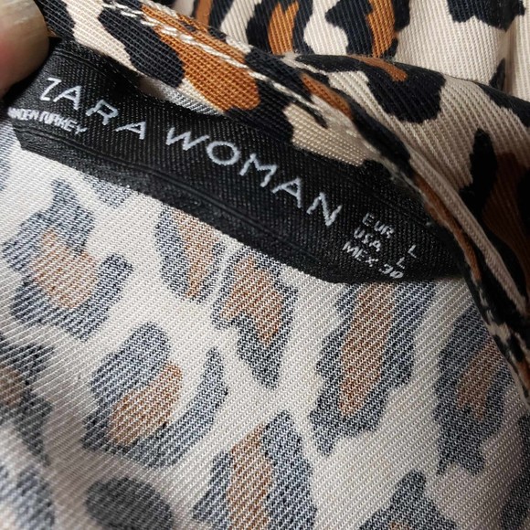 ZARA Woman size Large Animal Print Long Sleeve Mini Dress w/ Pockets - Picture 8 of 9
